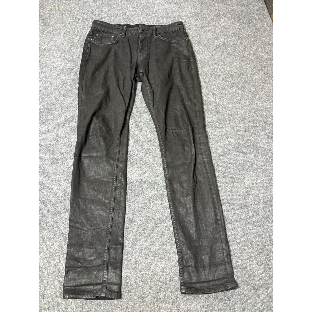 AllSaints Jeans Mens 35x32 Black Slim Fit Tapered Button Fly Stretch Denim